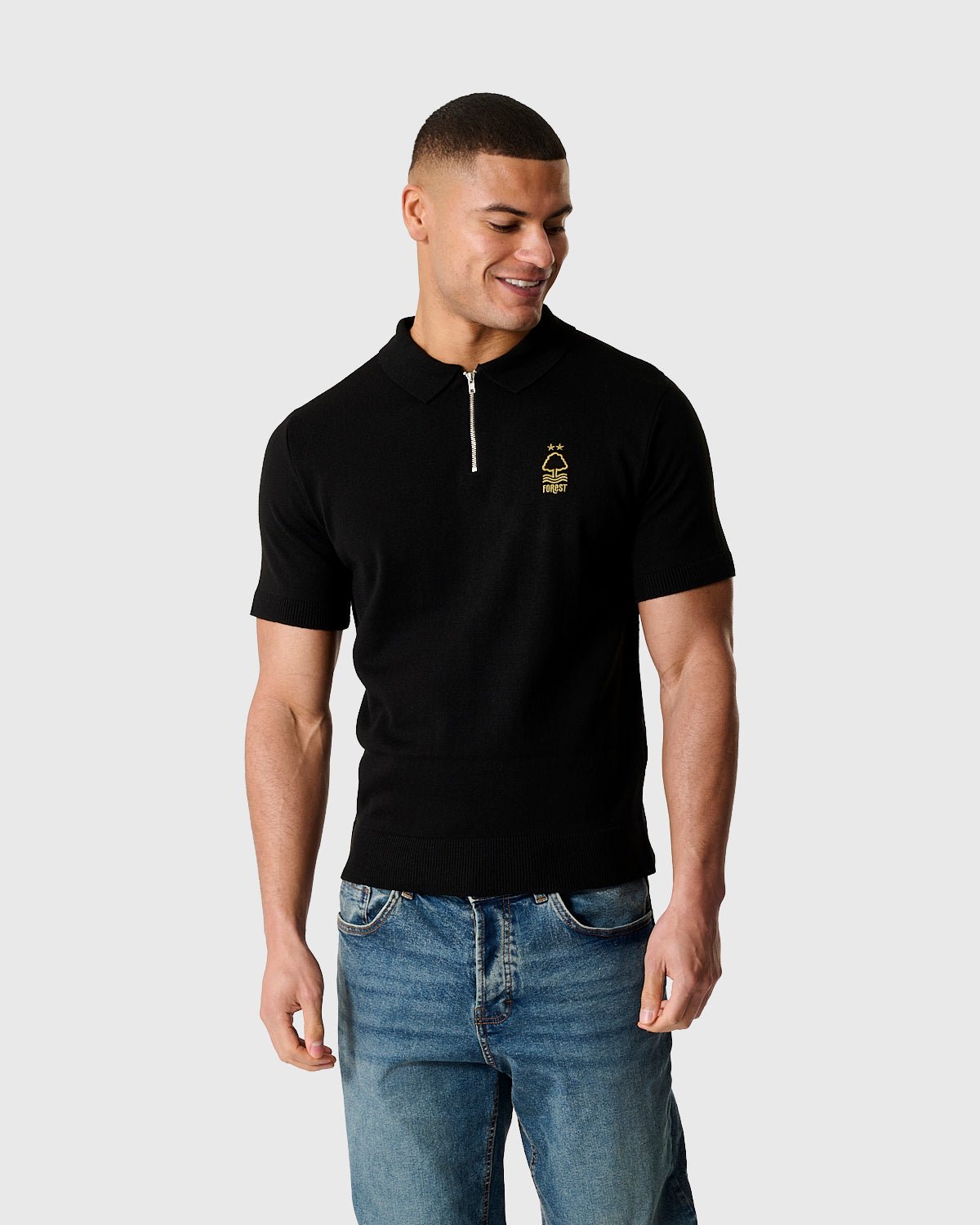 Поло Nottingham Forest NFFC Black Essential Knit Short Sleeve