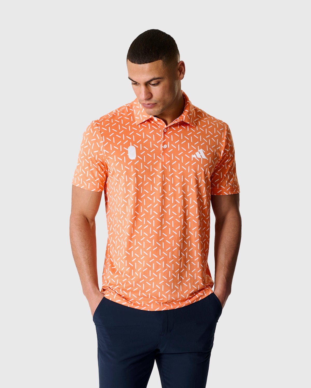 Поло Nottingham Forest NFFC Adidas Golf Ultimate365 Orange Mesh Print
