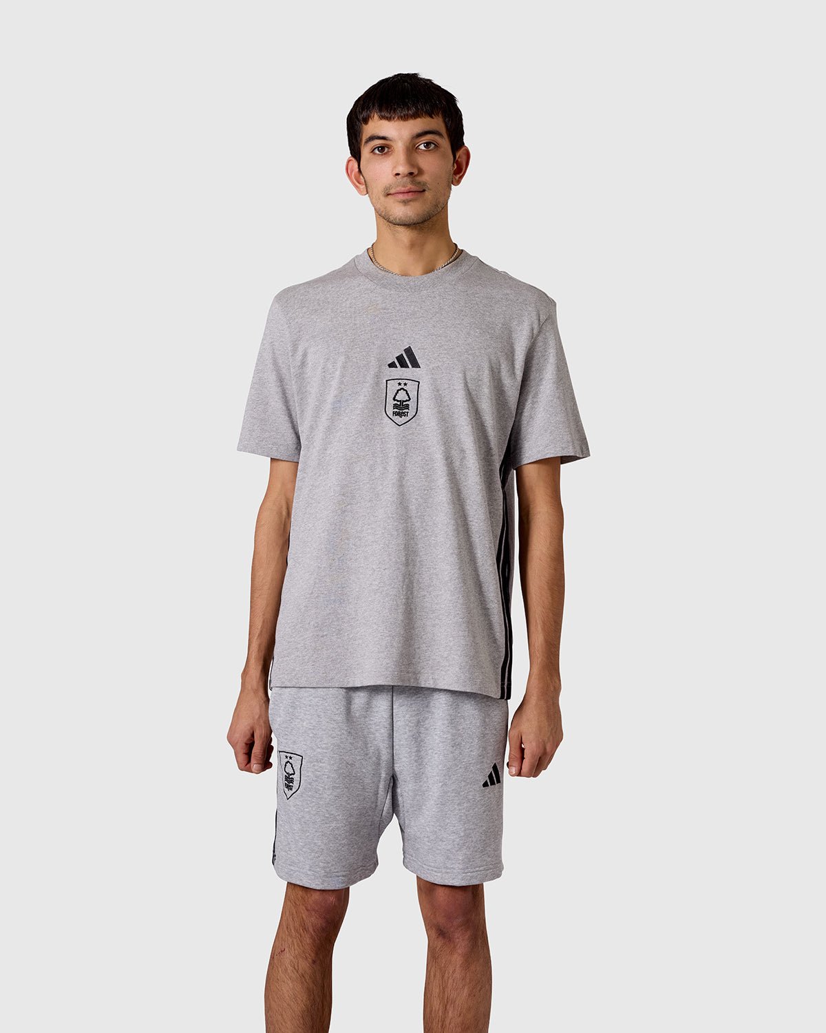 Футболка Nottingham Forest NFFC adidas Grey Marl 3-Stripe