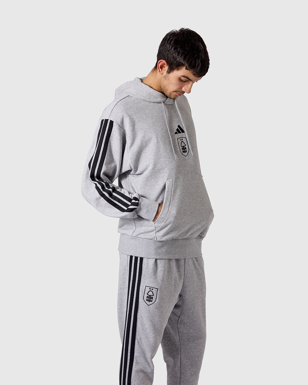 Худи Nottingham Forest NFFC adidas Grey Marl 3-Stripe