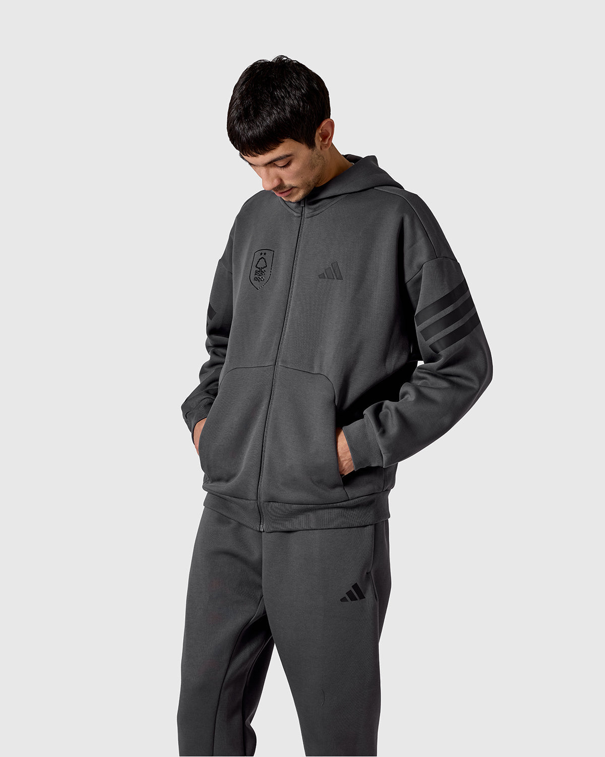 Худи на молнии Nottingham Forest NFFC adidas Grey Future Icons