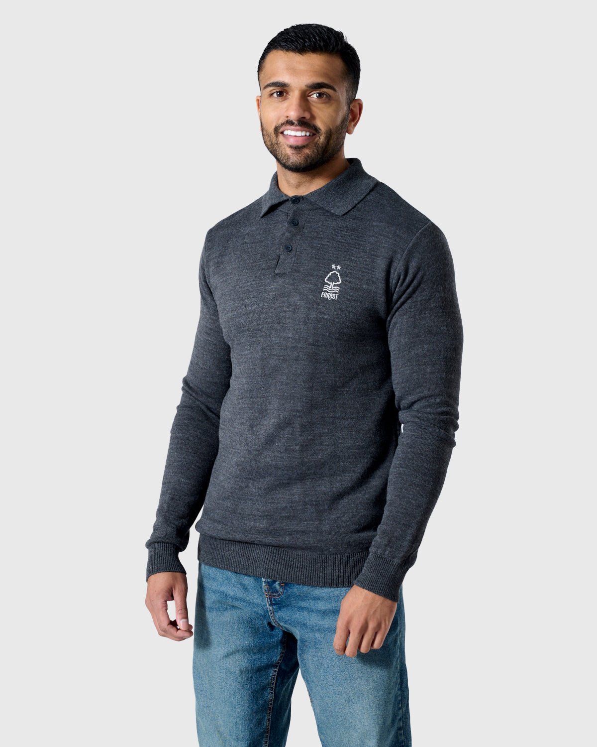Поло с длинным рукавом Nottingham Forest NFFC Charcoal Essential Knit