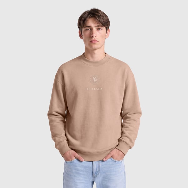 Chelsea Oversized French Terry Crew Sweatshirt - Warm Taupe