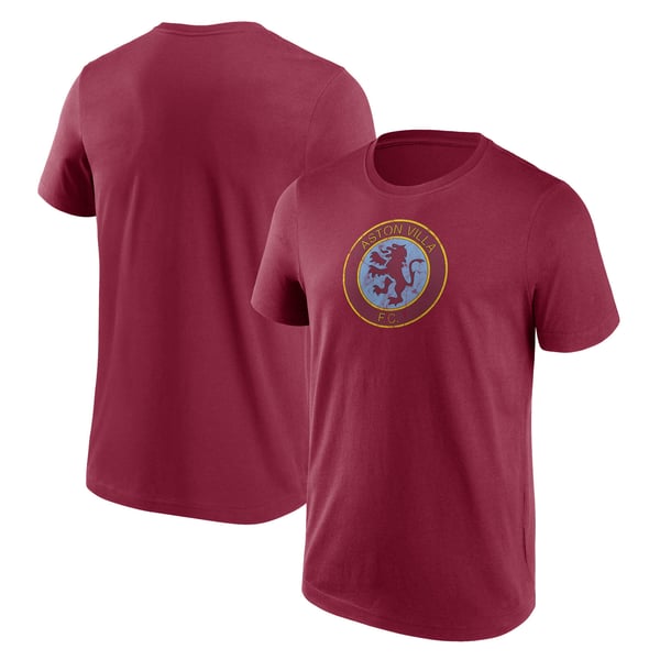 Aston Villa Distressed Retro Logo Graphic T-Shirt - Claret - Mens