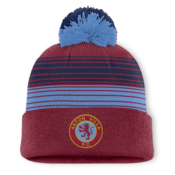 Aston Villa Cuffed Pom Beanie - Dark Garnet/Athletic Navy/Coastal Blue - Unisex