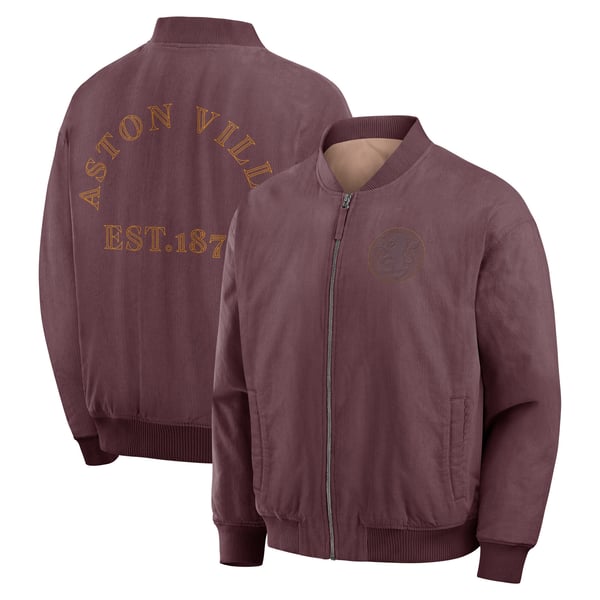 Aston Villa Corduroy Bomber Jacket - Dark Purple - Mens