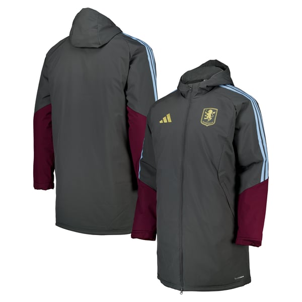 Aston Villa adidas Training Stadium Parka Jacket - Charcoal