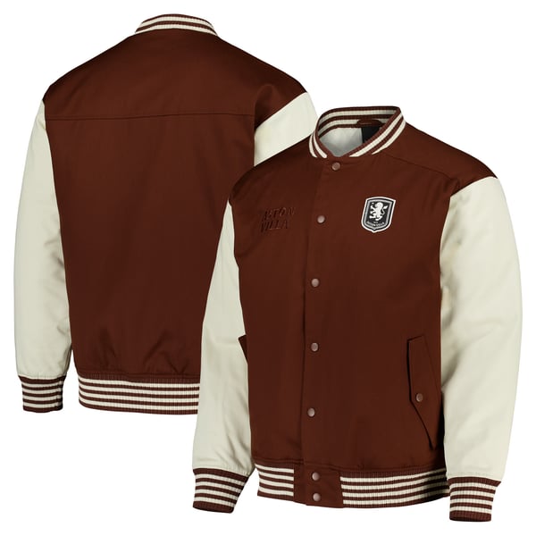 Aston Villa Elements Varsity Jacket - Cappucino - Mens