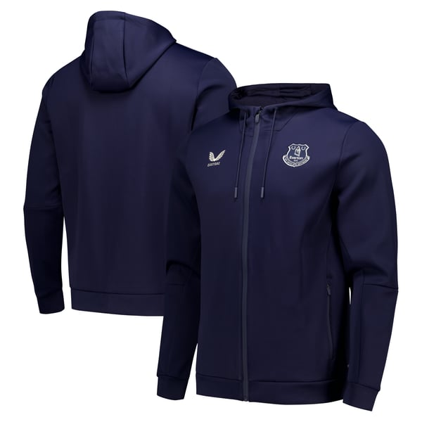 Everton Castore Coaches Off Pitch Hoodie - Navy