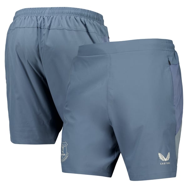 Everton Castore Players Training Zipped Shorts - Blue