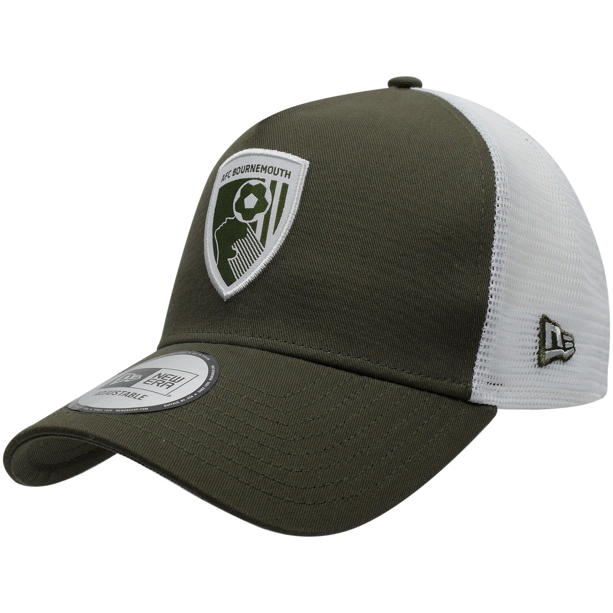 AFC Bournemouth Adults AFCB X New Era A-Frame Trucker - Olive / White