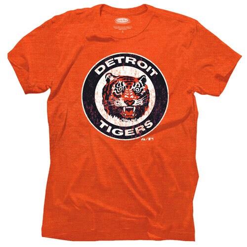 Majestic Threads Detroit Tigers 1961-1993 Cooperstown Logo Tri-Blend T-Shirt - Orange