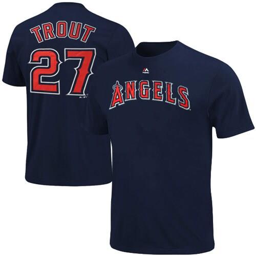Los Angeles Angels Mike Trout Majestic Official Name and Number T-Shirt - Navy