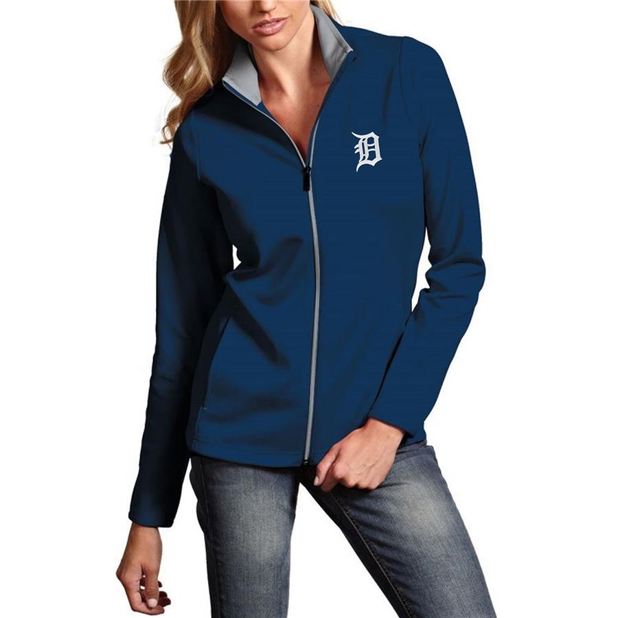 Detroit Tigers Antigua Women's Leader Full-Zip Jacket - Navy