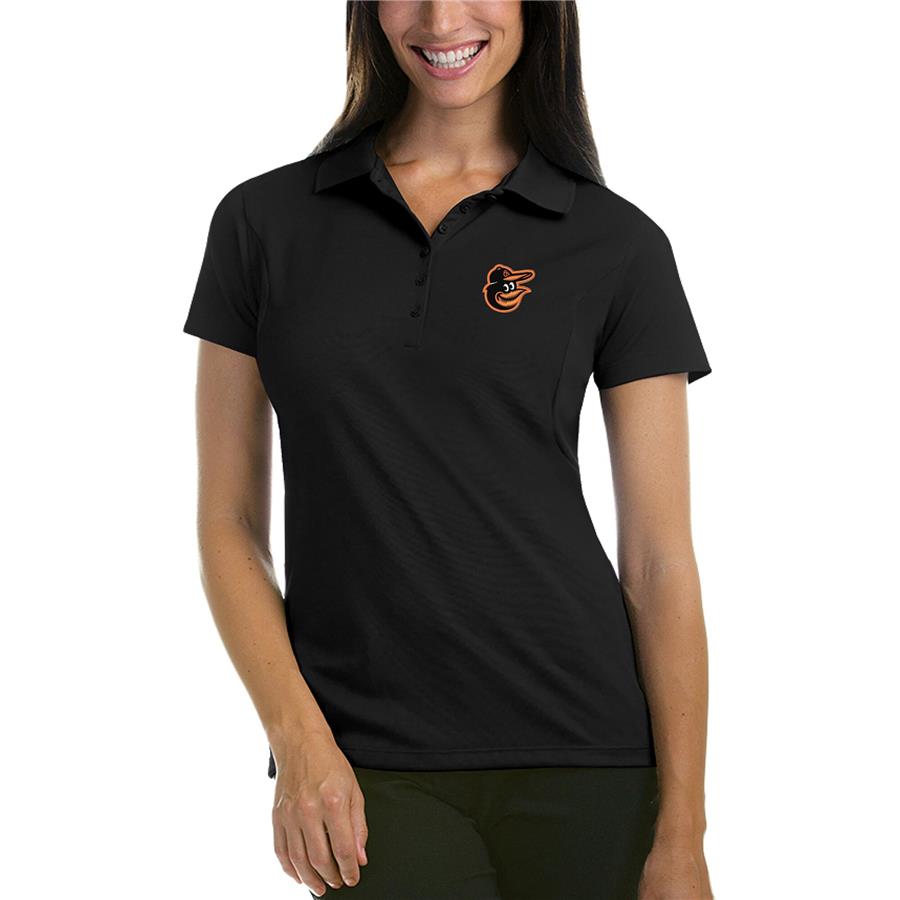 Baltimore Orioles Antigua Women's Pique Xtra-Lite Polo - Black