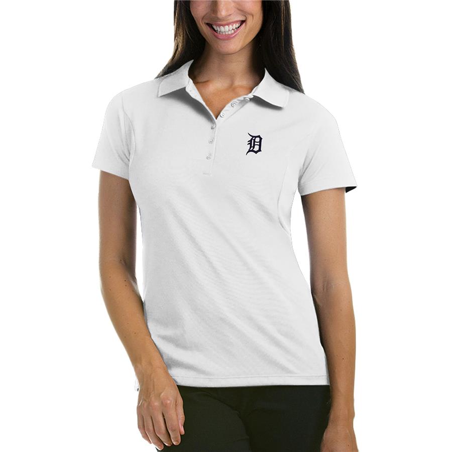 Detroit Tigers Antigua Women's Pique Xtra-Lite Polo - White