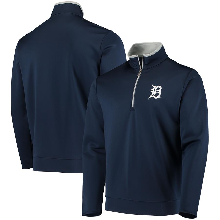 Detroit Tigers Antigua Leader Quarter-Zip Pullover Jacket - Navy