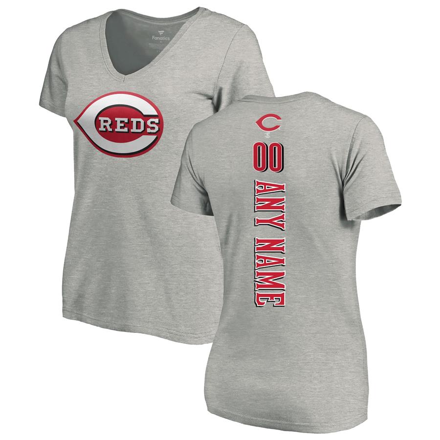 Cincinnati Reds Fanatics Branded Women's Personalized Playmaker T-Shirt - Ash