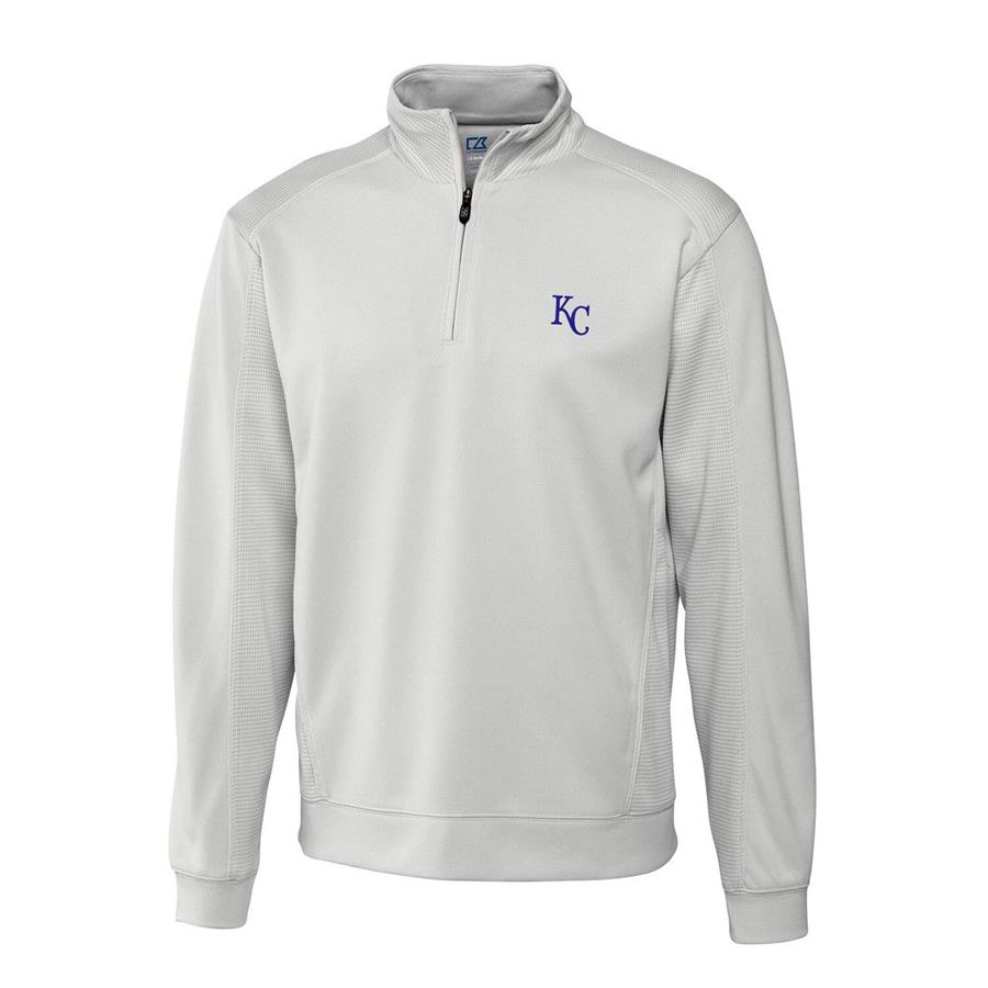 Kansas City Royals Cutter & Buck Half-Zip DryTec Edge Pullover Jacket - Natural