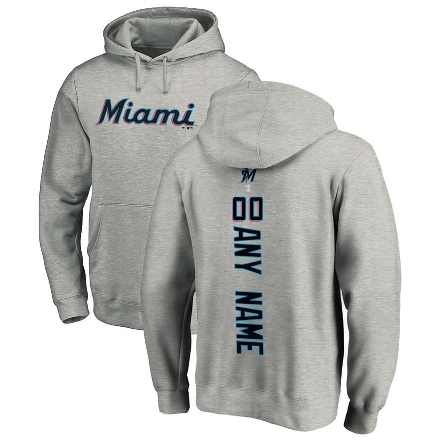 Miami Marlins Fanatics Branded Personalized Playmaker Pullover Hoodie - Ash