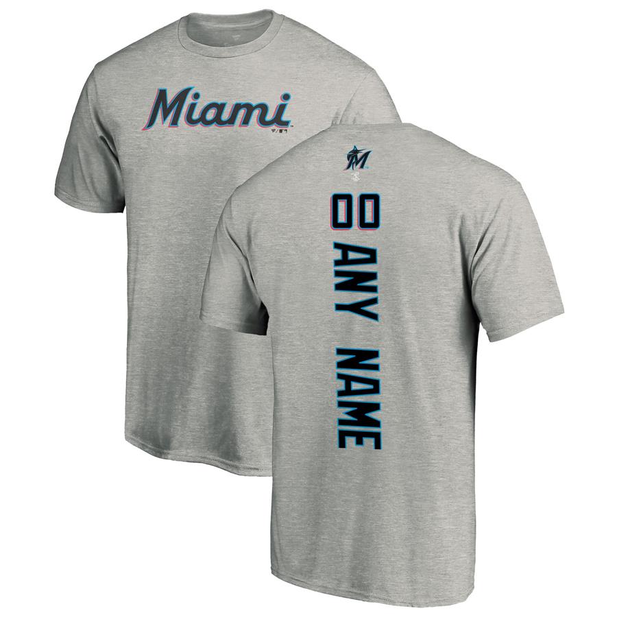 Miami Marlins Fanatics Branded Personalized Playmaker T-Shirt - Ash