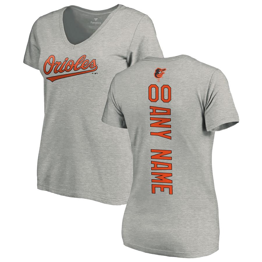Baltimore Orioles Fanatics Branded Women's Personalized Playmaker T-Shirt - Ash