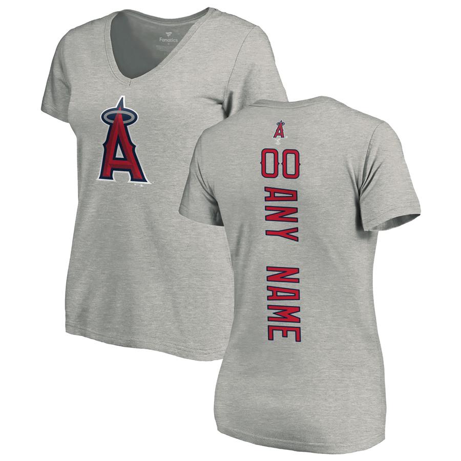 Los Angeles Angels Fanatics Branded Women's Personalized Playmaker T-Shirt - Ash