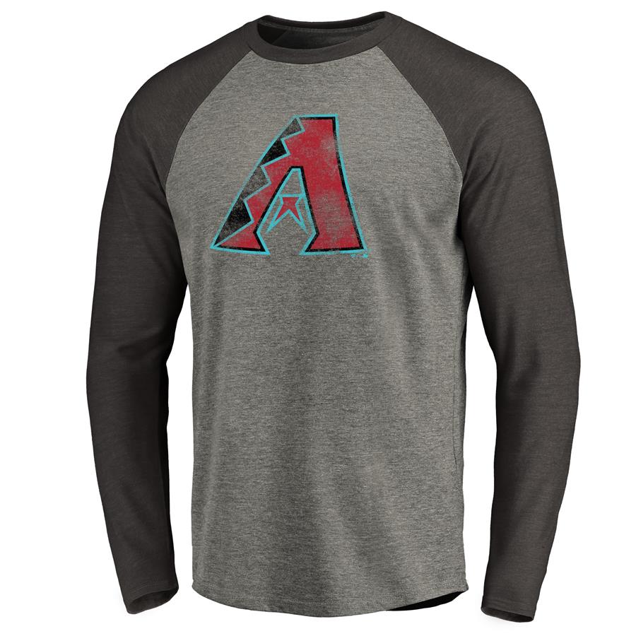 Arizona Diamondbacks Distressed Team Raglan Tri-Blend Long Sleeve T-Shirt - Ash