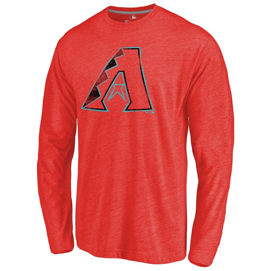 Arizona Diamondbacks Distressed Team Long Sleeve Tri-Blend T-shirt - Red
