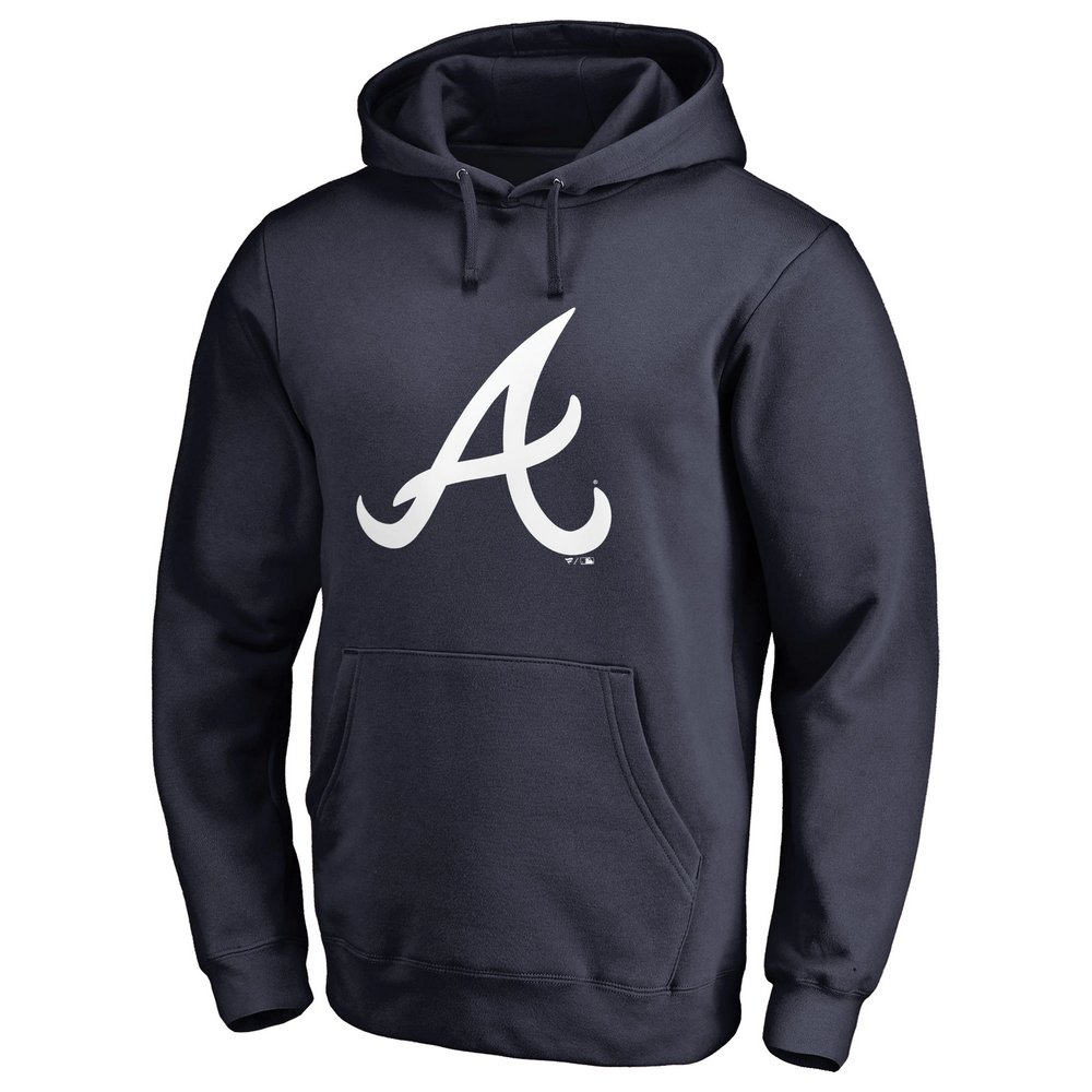 Atlanta Braves Team Color Primary Logo II Pullover Hoodie - Navy