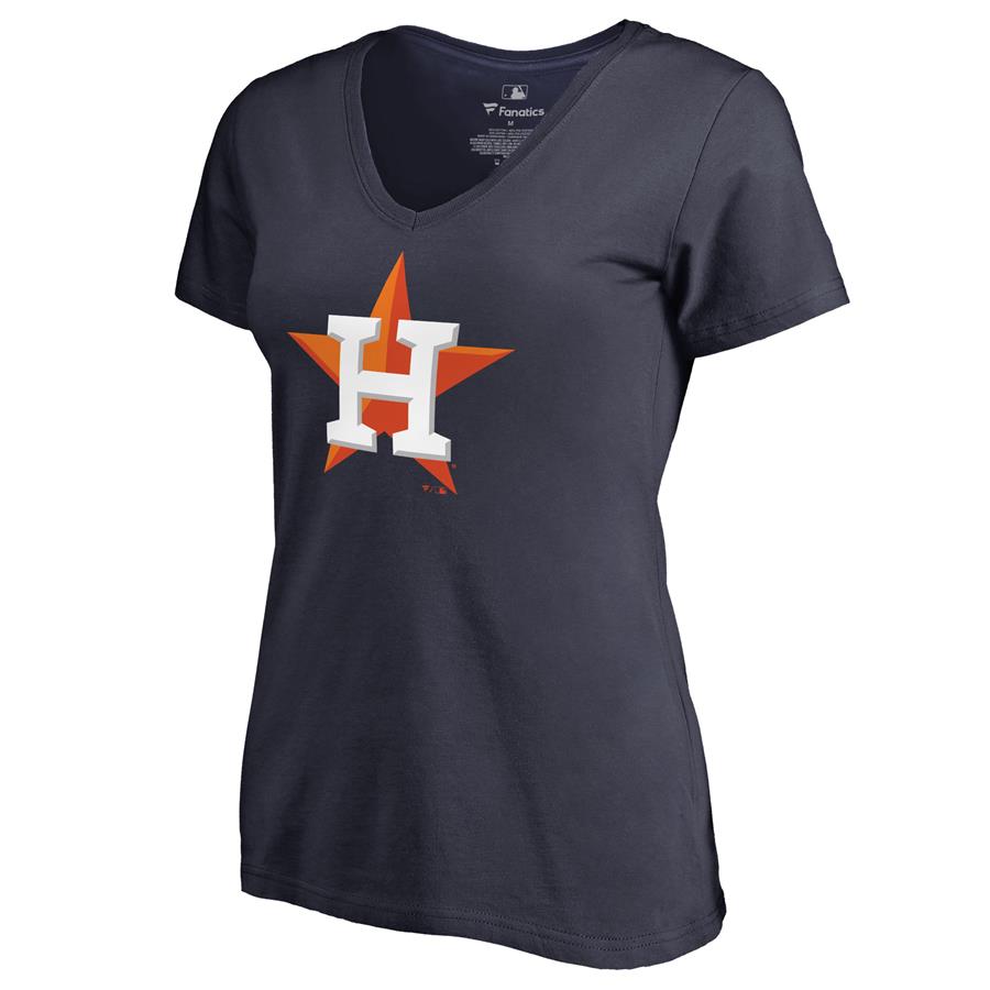 Женская футболка с V-вырезом Houston Astros Team Color Primary Logo (тёмно-синий)