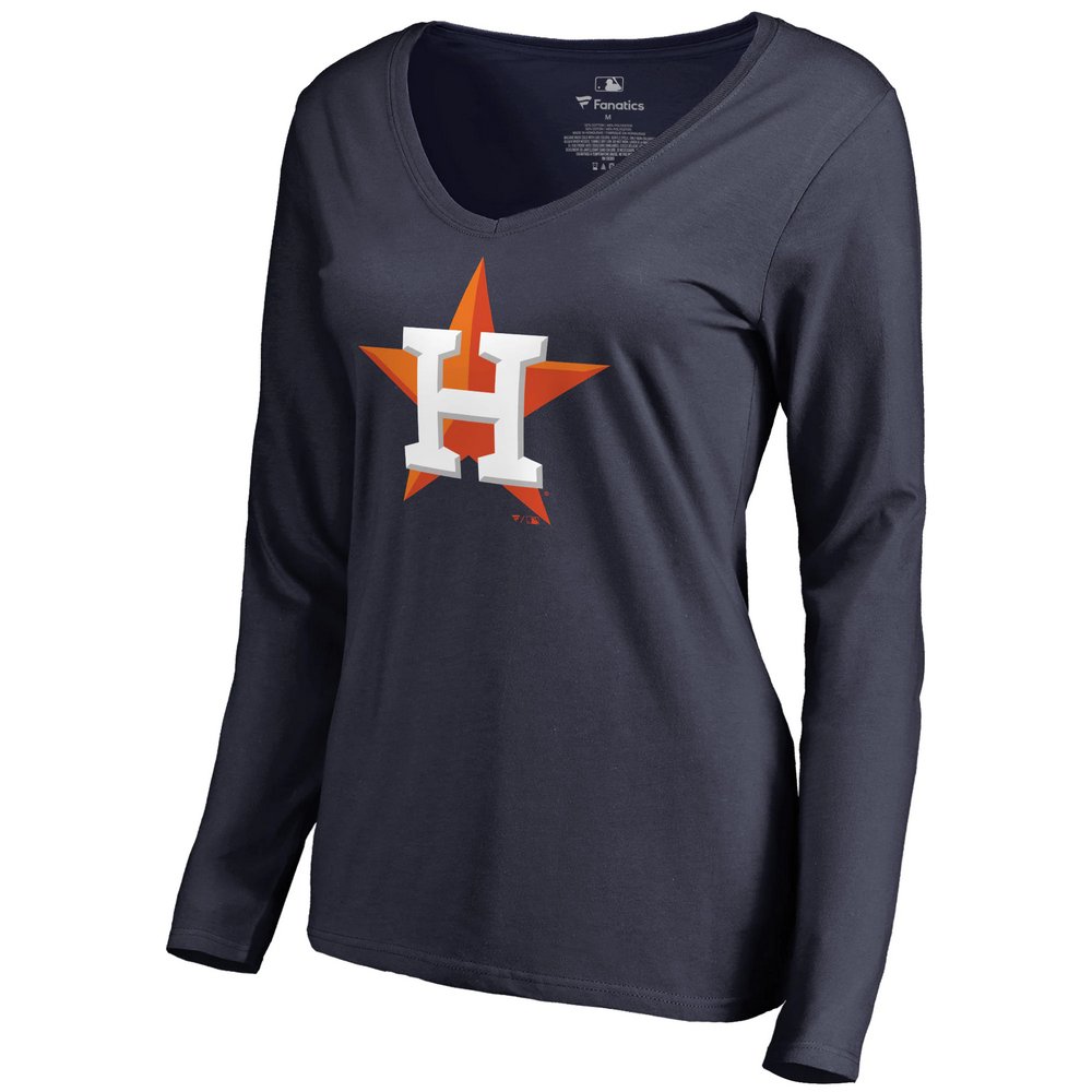 Женский лонгслив с V-вырезом Houston Astros Team Color Primary Logo (тёмно-синий)
