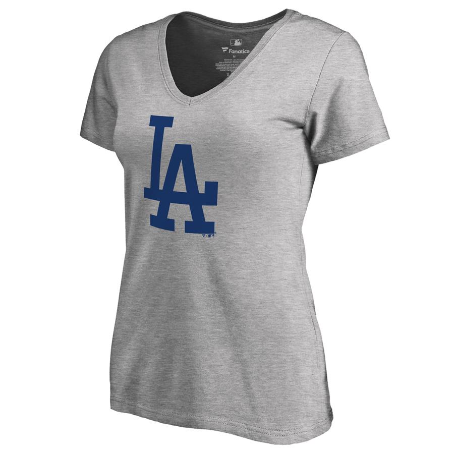 Los Angeles Dodgers Women's Secondary Color Primary Logo T-Shirt - Ash