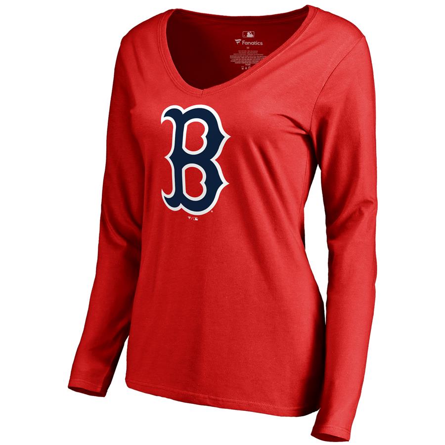 Boston Red Sox Women's Secondary Color Primary Logo Long Sleeve T-Shirt - Red
