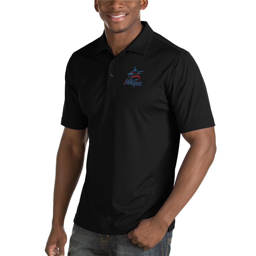 Miami Marlins Antigua Inspire Desert Dry Polo - Black