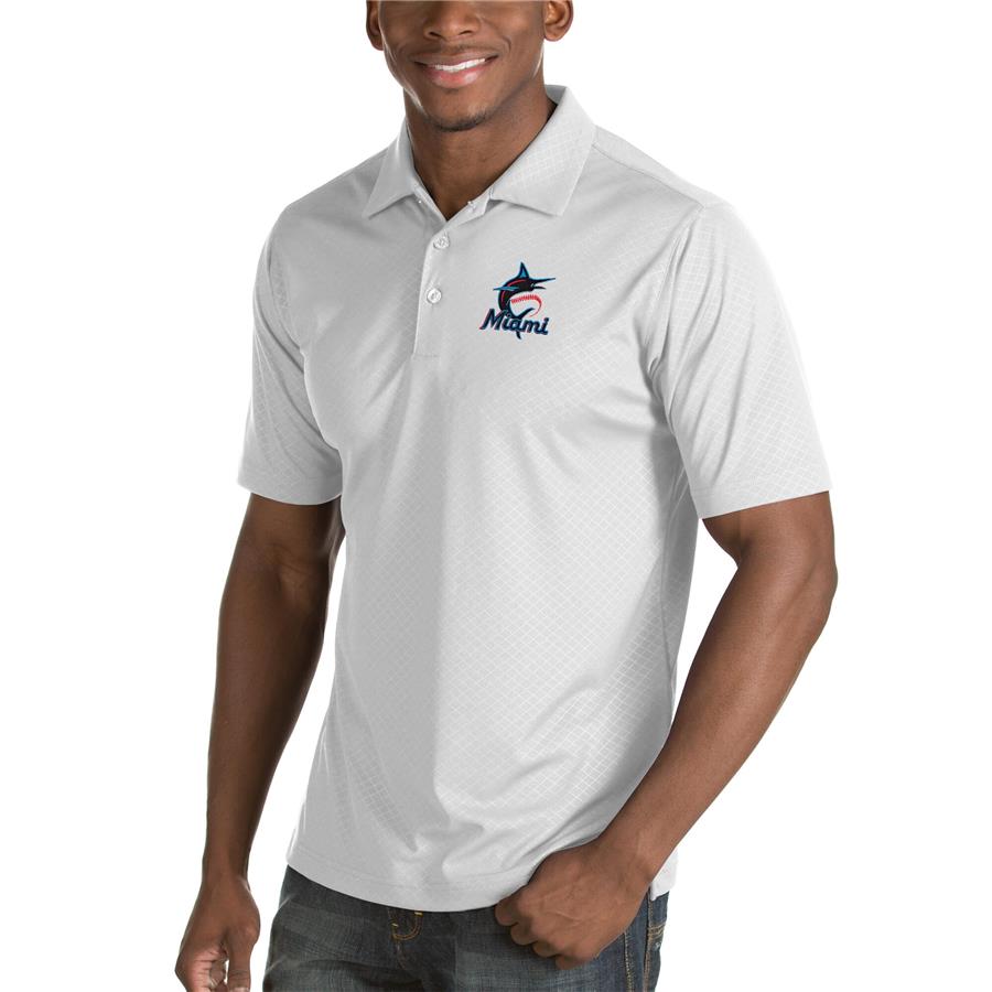 Miami Marlins Antigua Inspire Desert Dry Polo - White