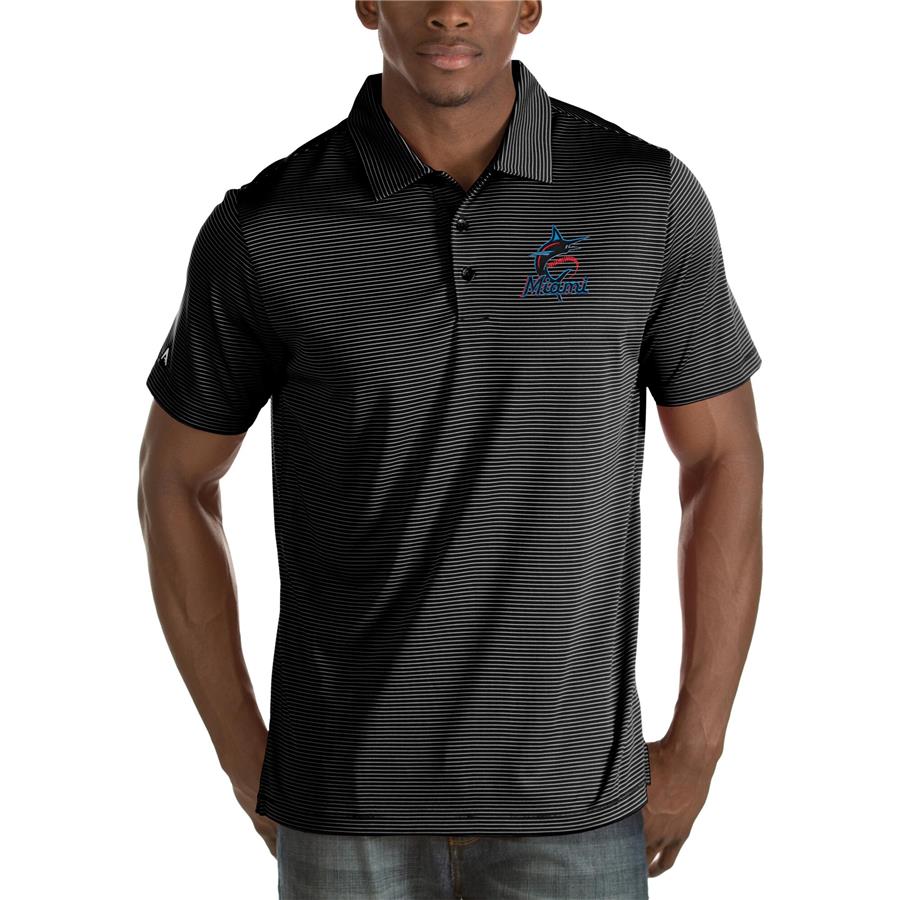 Miami Marlins Antigua Quest Desert Dry Polo - Black