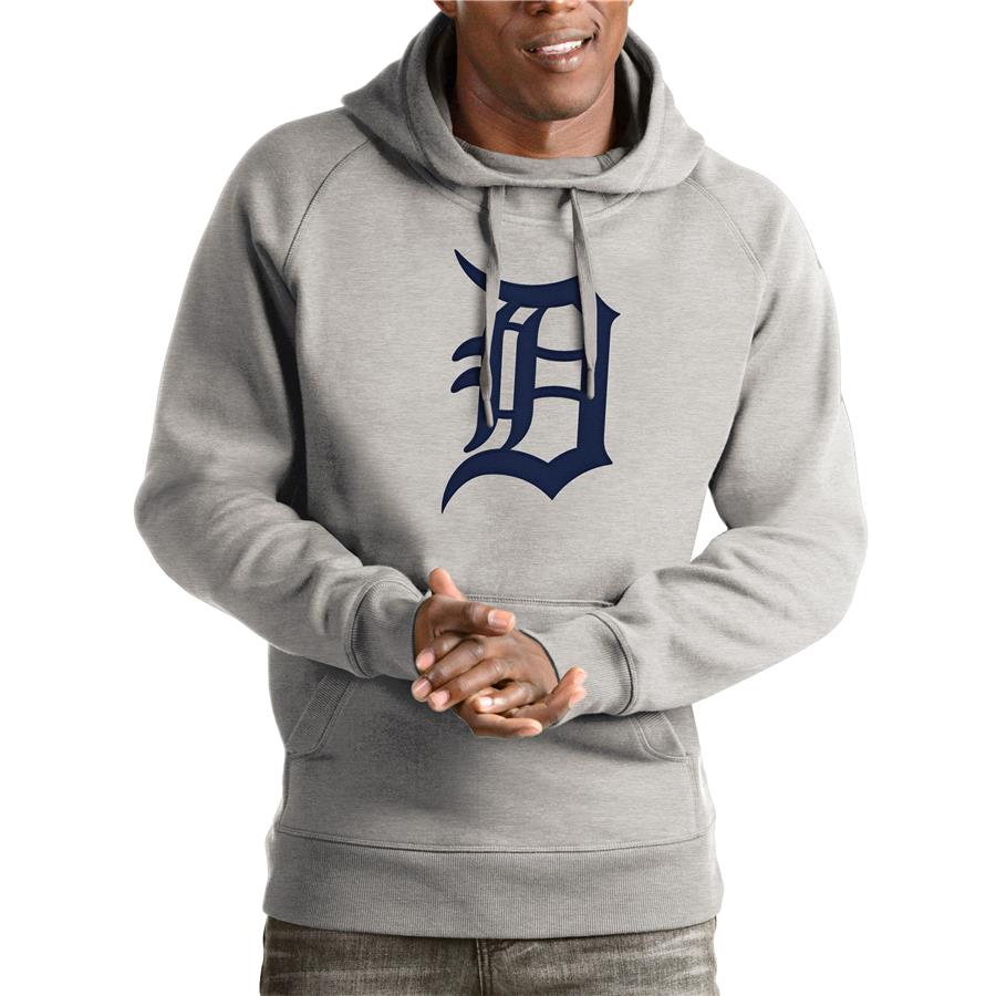 Detroit Tigers Antigua Victory Pullover Hoodie - Heathered Gray