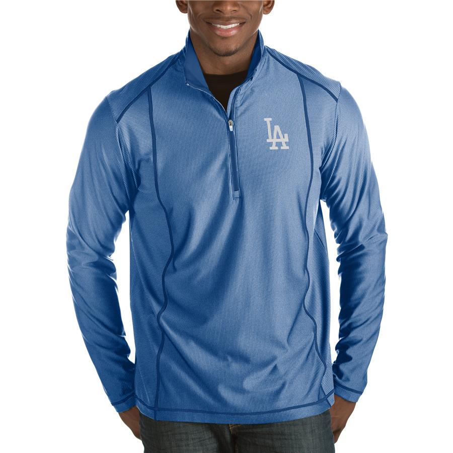 Los Angeles Dodgers Antigua Tempo Half-Zip Pullover Jacket - Heathered Royal