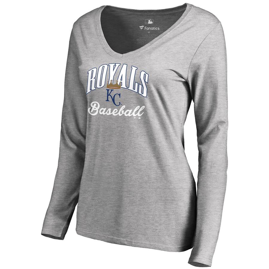 Kansas City Royals Women's Victory Script Long Sleeve T-Shirt - Ash