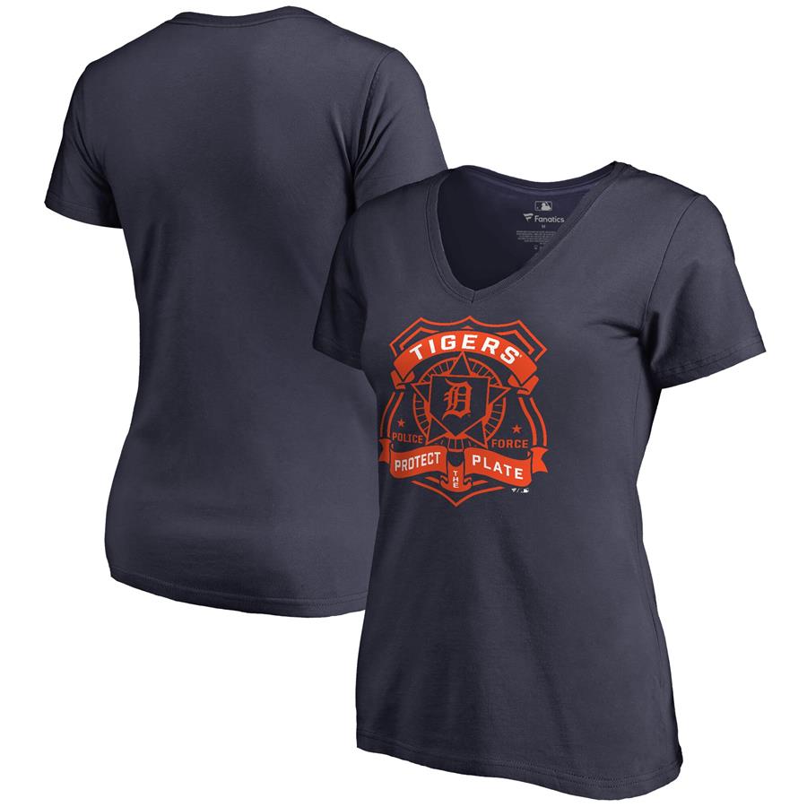 Detroit Tigers Women's Police Badge T-Shirt - Navy