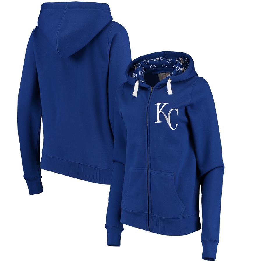 Kansas City Royals Soft as a Grape Women's Line Drive Full-Zip Hoodie - Royal
