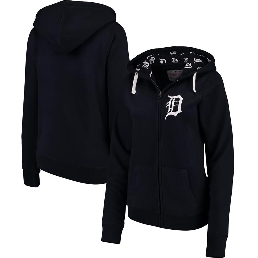 Detroit Tigers Soft as a Grape Women's Line Drive Full-Zip Hoodie - Navy
