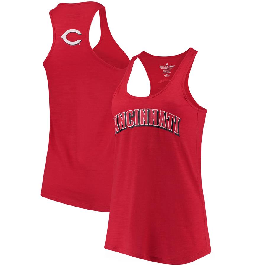 Cincinnati Reds Soft As A Grape Women's Front & Back Tri-Blend Racerback Tank Top - Red