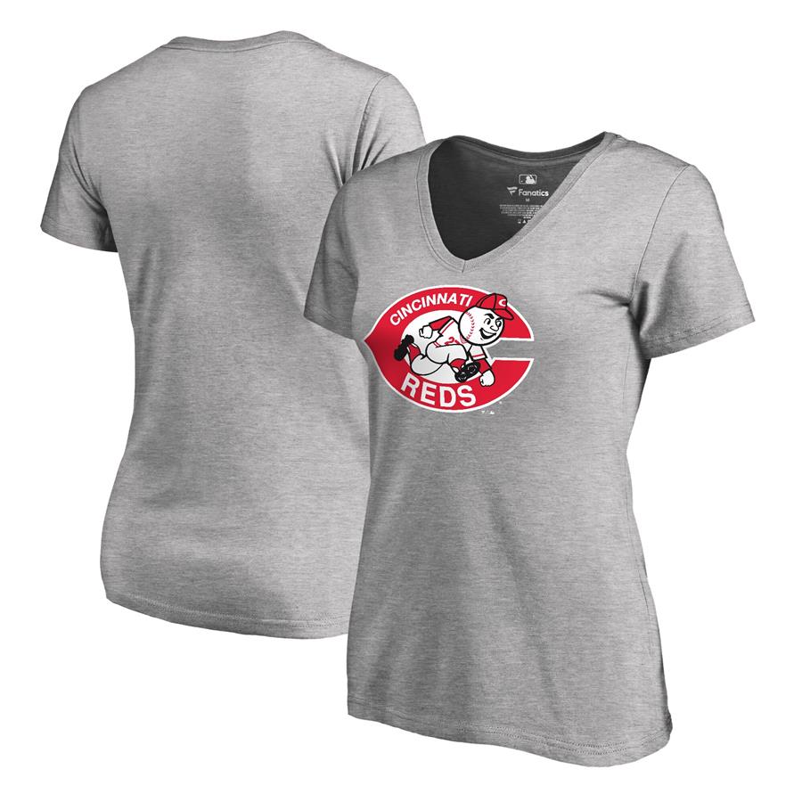 Cincinnati Reds Fanatics Branded Women's Cooperstown Collection Forbes T-Shirt - Ash