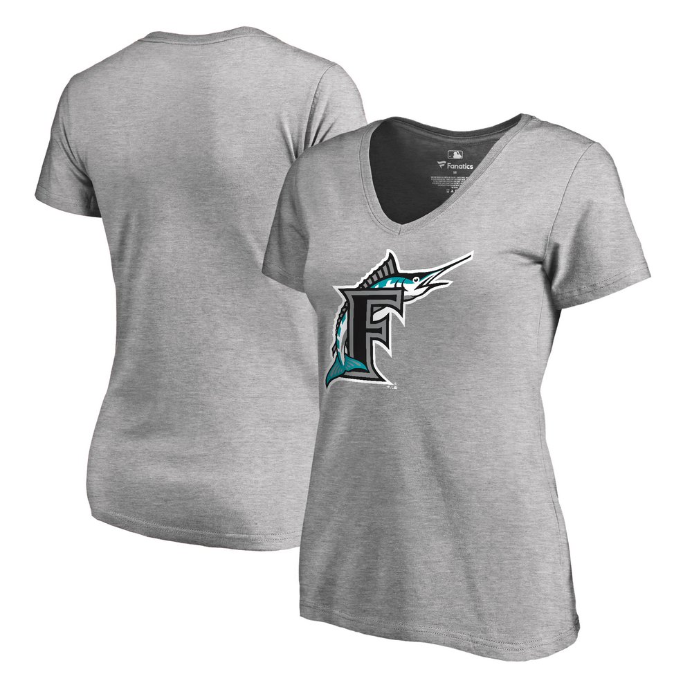 Miami Marlins Fanatics Branded Women's Cooperstown Collection Forbes T-Shirt - Ash