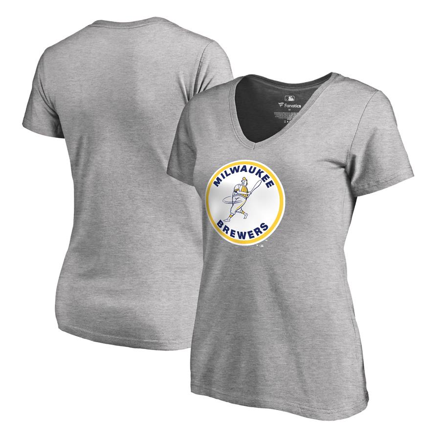 Milwaukee Brewers Fanatics Branded Women's Cooperstown Collection Forbes T-Shirt - Ash