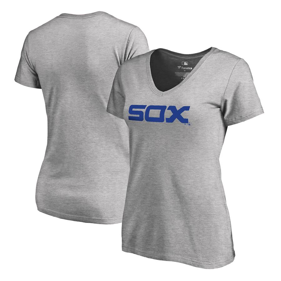 Женская футболка с V-вырезом Chicago White Sox Fanatics Branded Cooperstown Collection Wahconah (светло-серый)