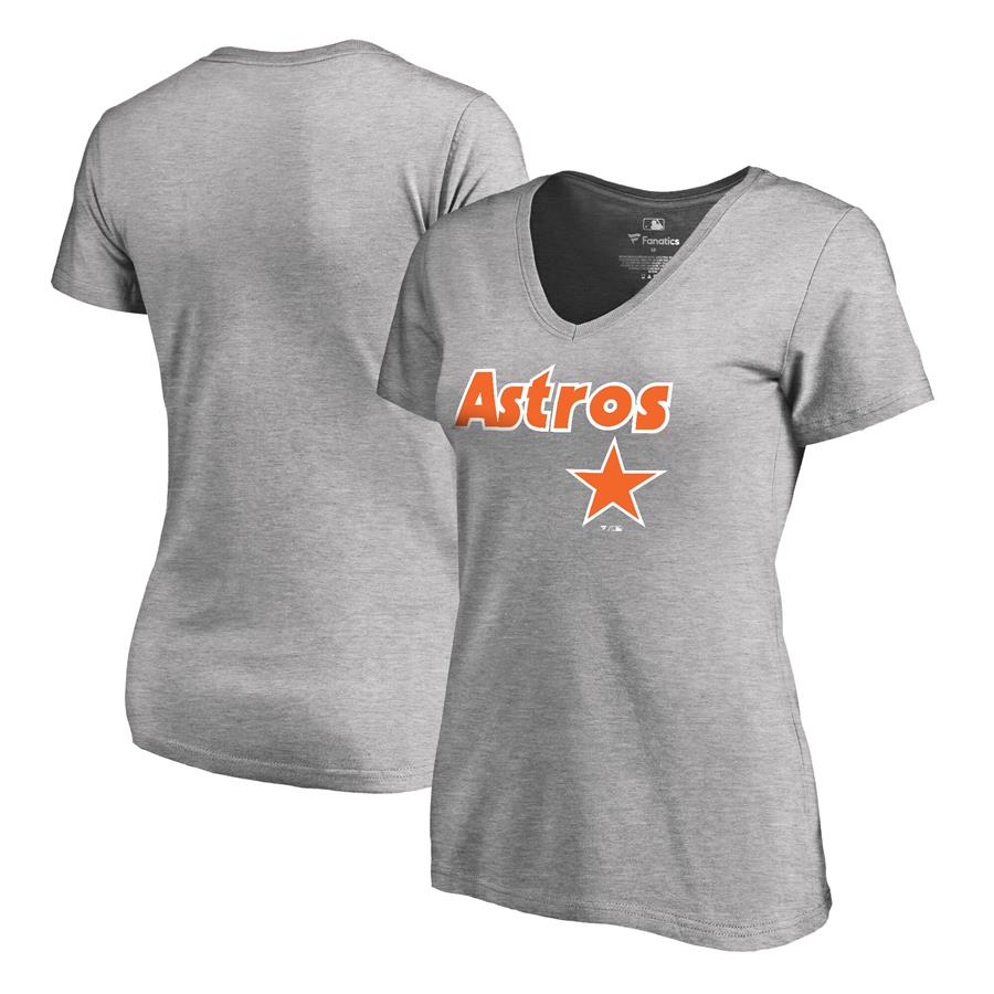 Houston Astros Fanatics Branded Women's Cooperstown Collection Wahconah V-Neck T-Shirt - Ash