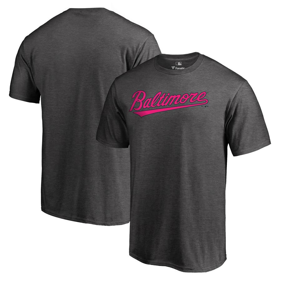 Baltimore Orioles Fanatics Branded 2019 Mother's Day Pink Wordmark T-Shirt - Heather Gray